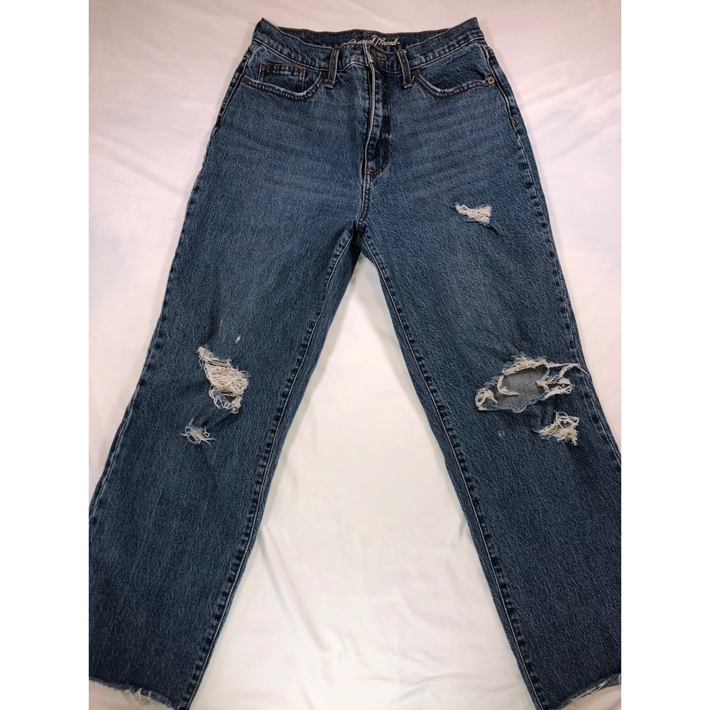 Universal Thread Womens Vintage Straight Distressed Raw Hem Jeans Blue 8/29R